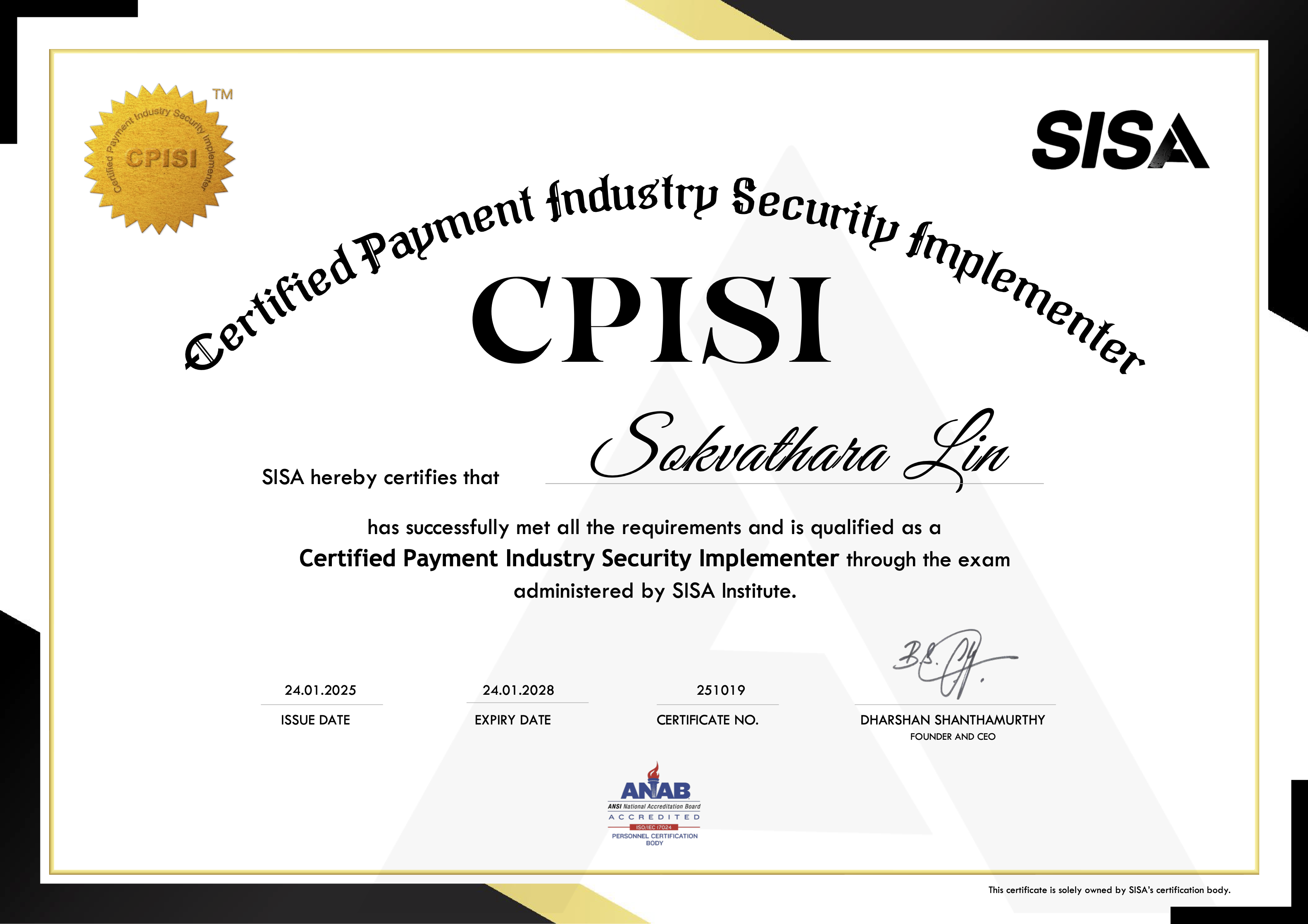 PCI DSS Certified Payment Industry Security Implementer